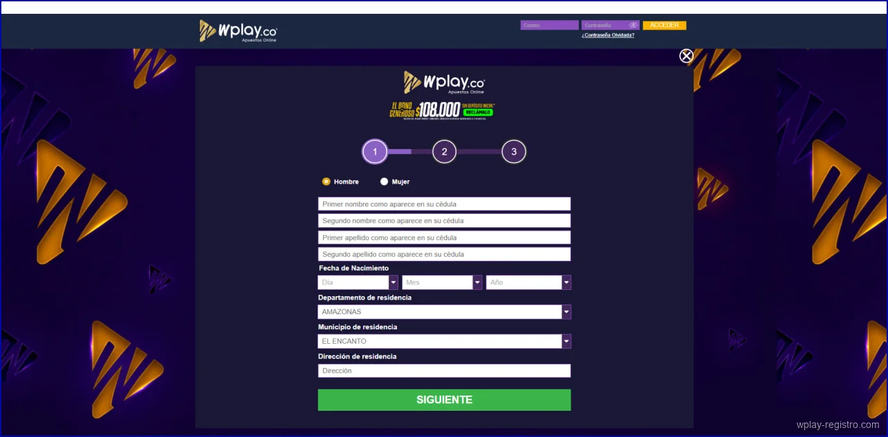 registrarse en Wplay